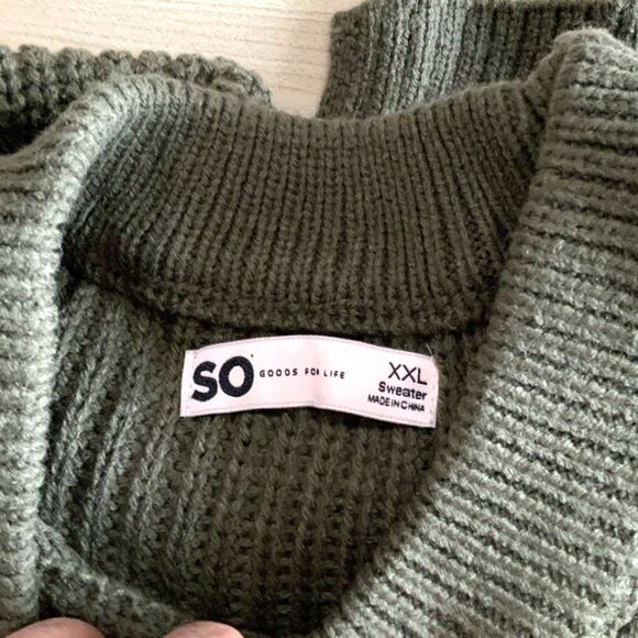 NWT! Olive Green Balloon Sleeve Crew Neck Sweater By SO (Sonoma) Size XXL - Picture 4 of 8